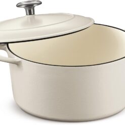 Tramontina Bestow Enameled Cast Iron Dutch Oven Pot with Lid, Round 5.5-quart, Matte White