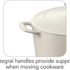 Tramontina Bestow Enameled Cast Iron Dutch Oven Pot with Lid, Round 5.5-quart, Matte White