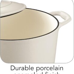 Tramontina Bestow Enameled Cast Iron Dutch Oven Pot with Lid, Round 5.5-quart, Matte White