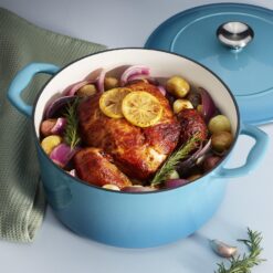 Tramontina Bestow Enameled Cast Iron Dutch Oven Pot with Lid, Round 5.5-quart, Medium Blue