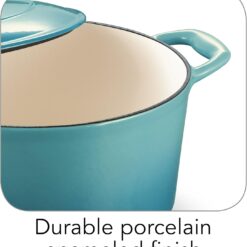 Tramontina Bestow Enameled Cast Iron Dutch Oven Pot with Lid, Round 5.5-quart, Medium Blue