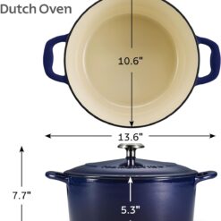 Tramontina Enameled Cast Iron Dutch Oven Pot with Lid, Round 6.5-quart, Blue