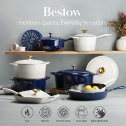 Tramontina Enameled Cast Iron Dutch Oven Pot with Lid, Round 6.5-quart, Blue