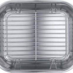 Tramontina 16.75-Inch Stainless Steel Roasting Pan with Rack, Flared Edge Turkey Roaster for Oven, Dishwasher Safe, Made in Brazil