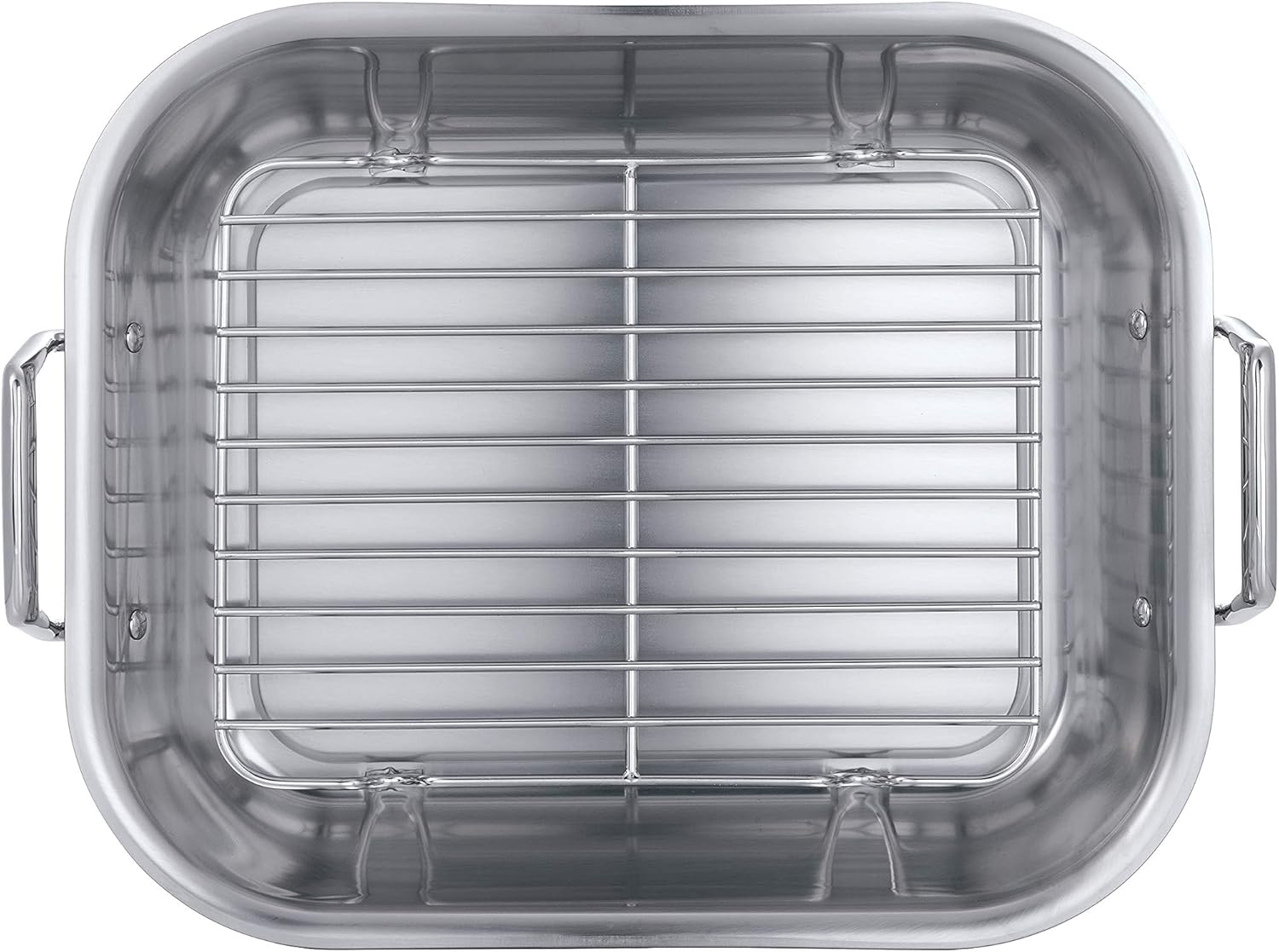 Tramontina 16.75-Inch Stainless Steel Roasting Pan with Rack, Flared Edge Turkey Roaster for Oven, Dishwasher Safe, Made in Brazil