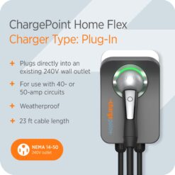 ChargePoint HomeFlex Level 2 EV Charger NACS, NEMA 14-50 Electric Car Charger Compatible with Tesla