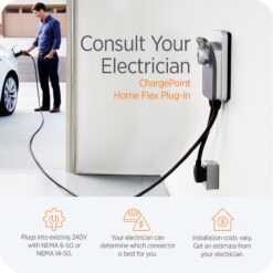 ChargePoint HomeFlex Level 2 EV Charger NACS, NEMA 14-50 Electric Car Charger Compatible with Tesla