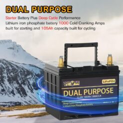 WEIZE 12V 105AH 1000CCA Dual Purpose LiFePO4 Battery, Group 31 Starting Lithium Battery Plus Deep Cycle Performance, Built-in Smart BMS, Perfect for Trolling Motor, Marine, RV