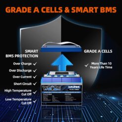 Weize 12V 100Ah TM LiFePO4 Battery Group 31, 120A BMS Low-Temp Protection Deep Cycle Lithium Battery 500A/3S Peak Discharge for Trolling Motor, RV, Solar, Marine