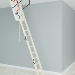 STAIRLUXE Insulated Wood Folding Attic Ladder 7-Feet to 10.83-Feet (Rough Opening: 22.44-Inches x 48.03-Inches ) with 352-lbs. Capacity