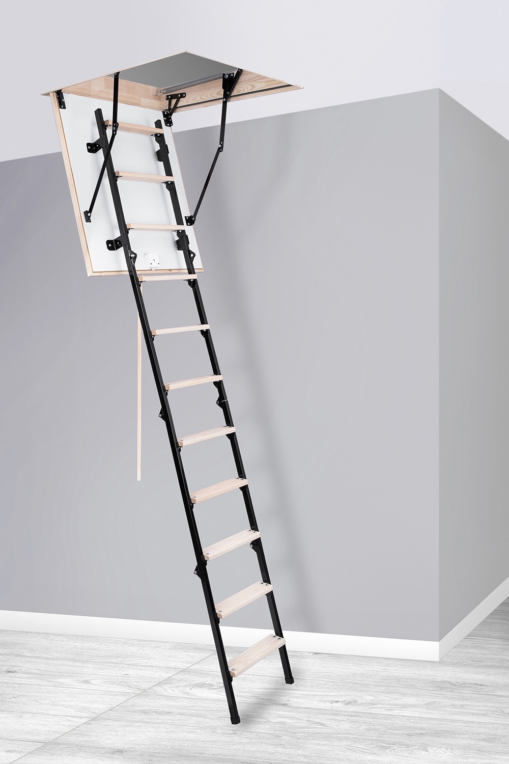 STAIRLUXE Insulated Metal Folding Attic Ladder 8-Feet to 8.54-Feet (Rough Opening: 32.29-Inches x 32.29-Inches ) with 352-lbs. Capacity