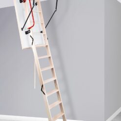 STAIRLUXE Insulated Wood Folding Attic Ladder 7-Feet to 9.18-Feet (Rough Opening: 22.44-Inches x 44.1-Inches ) with 352-lbs. Capacity