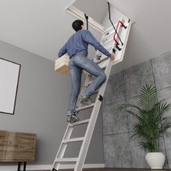 STAIRLUXE Insulated Aluminum Folding Attic Ladder 8-Feet to 9.18-Feet (Rough Opening: 24.41-Inches x 48.03-Inches ) with 352-lbs. Capacity