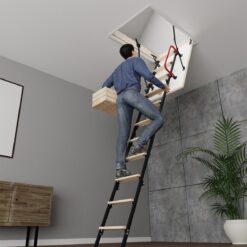 STAIRLUXE Insulated Metal Folding Attic Ladder 8-Feet to 8.69-Feet (Rough Opening: 28.35-Inches x 40.16-Inches ) with 352-lbs. Capacity