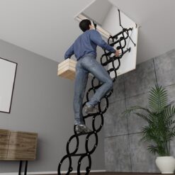 STAIRLUXE Insulated Metal Folding Attic Ladder 8-Feet to 9.5-Feet (Rough Opening: 24.41-Inches x 32.28-Inches ) with 352-lbs. Capacity