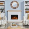 Real Flame 49-in W White Free standing Fan-forced Flat Wall Electric Fireplace with Remote Control Included