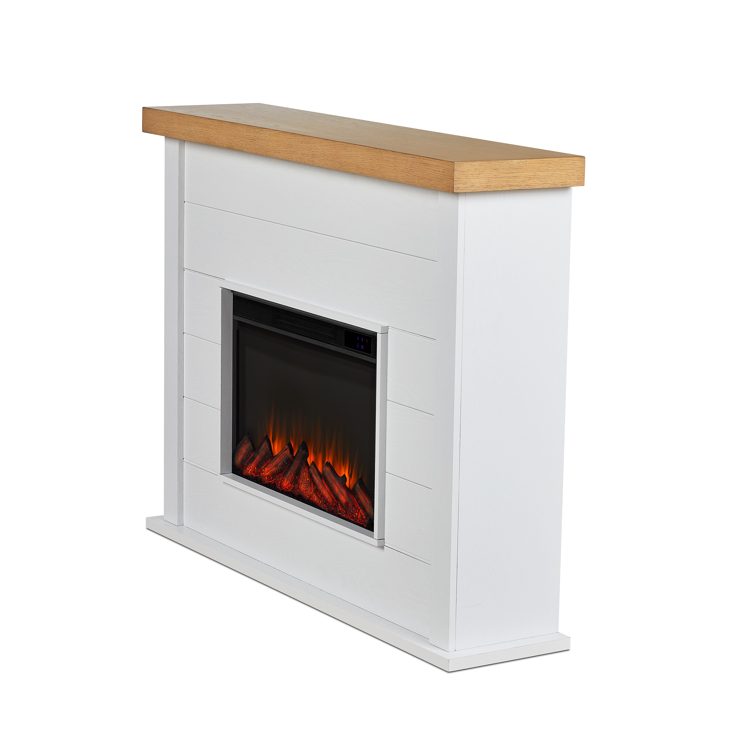 Real Flame 49-in W White Free standing Fan-forced Flat Wall Electric Fireplace with Remote Control Included