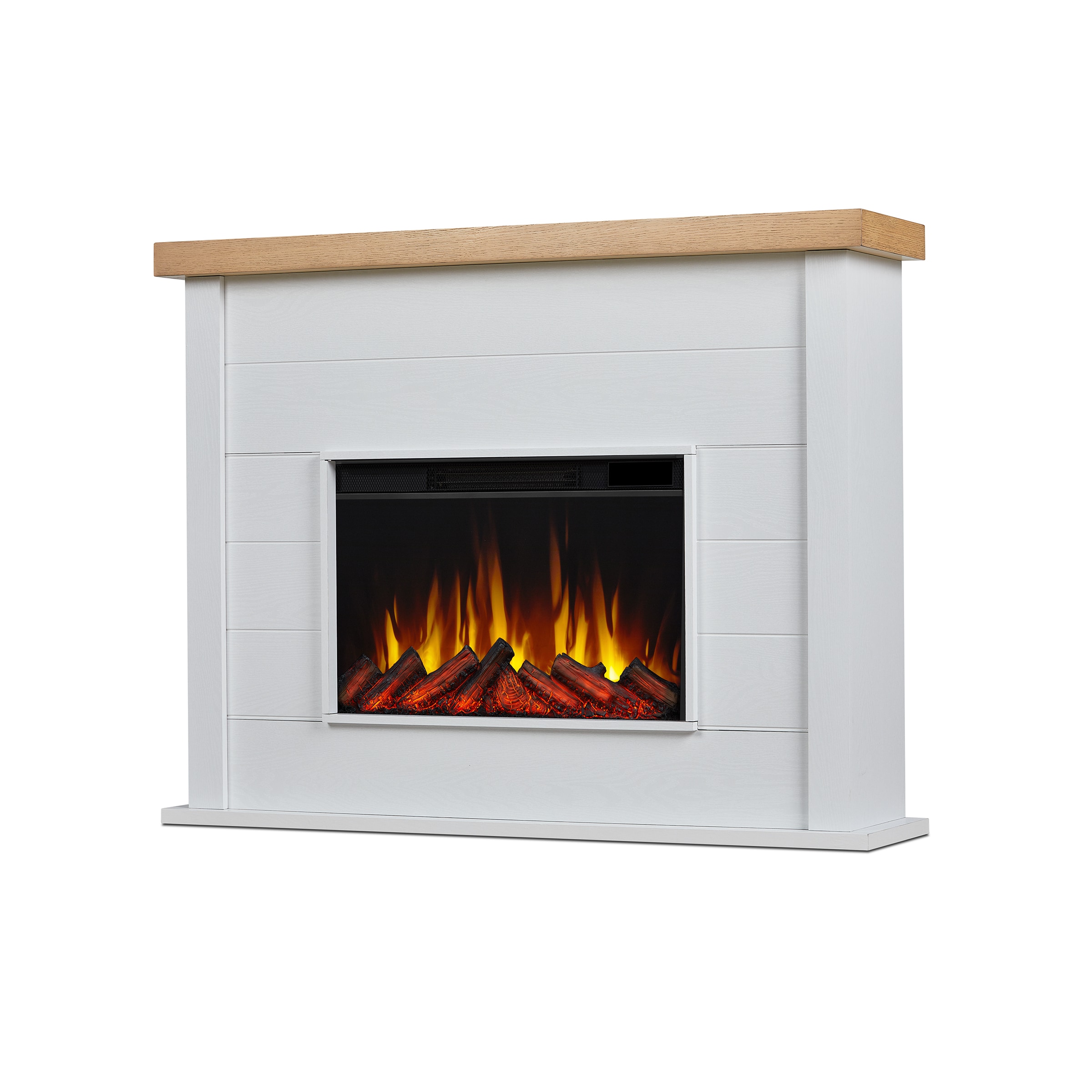 Real Flame 49-in W White Free standing Fan-forced Flat Wall Electric Fireplace with Remote Control Included