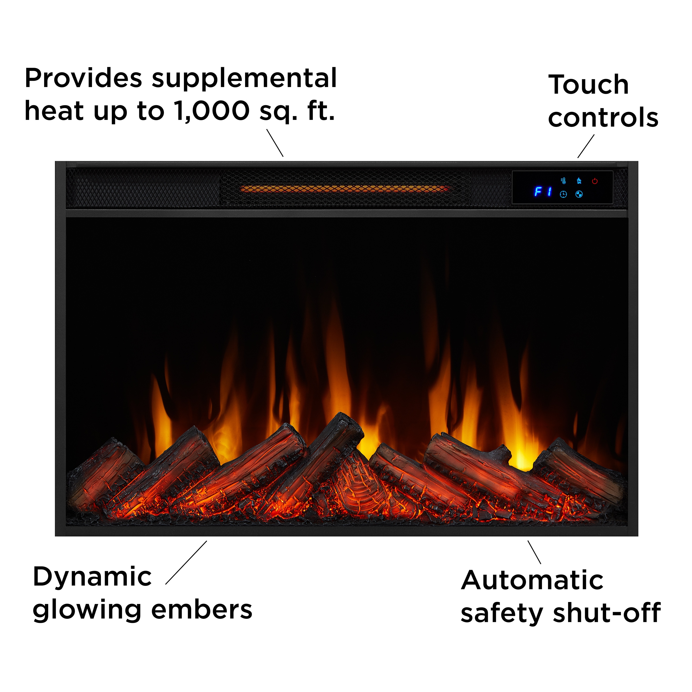 Real Flame 49-in W White Free standing Fan-forced Flat Wall Electric Fireplace with Remote Control Included