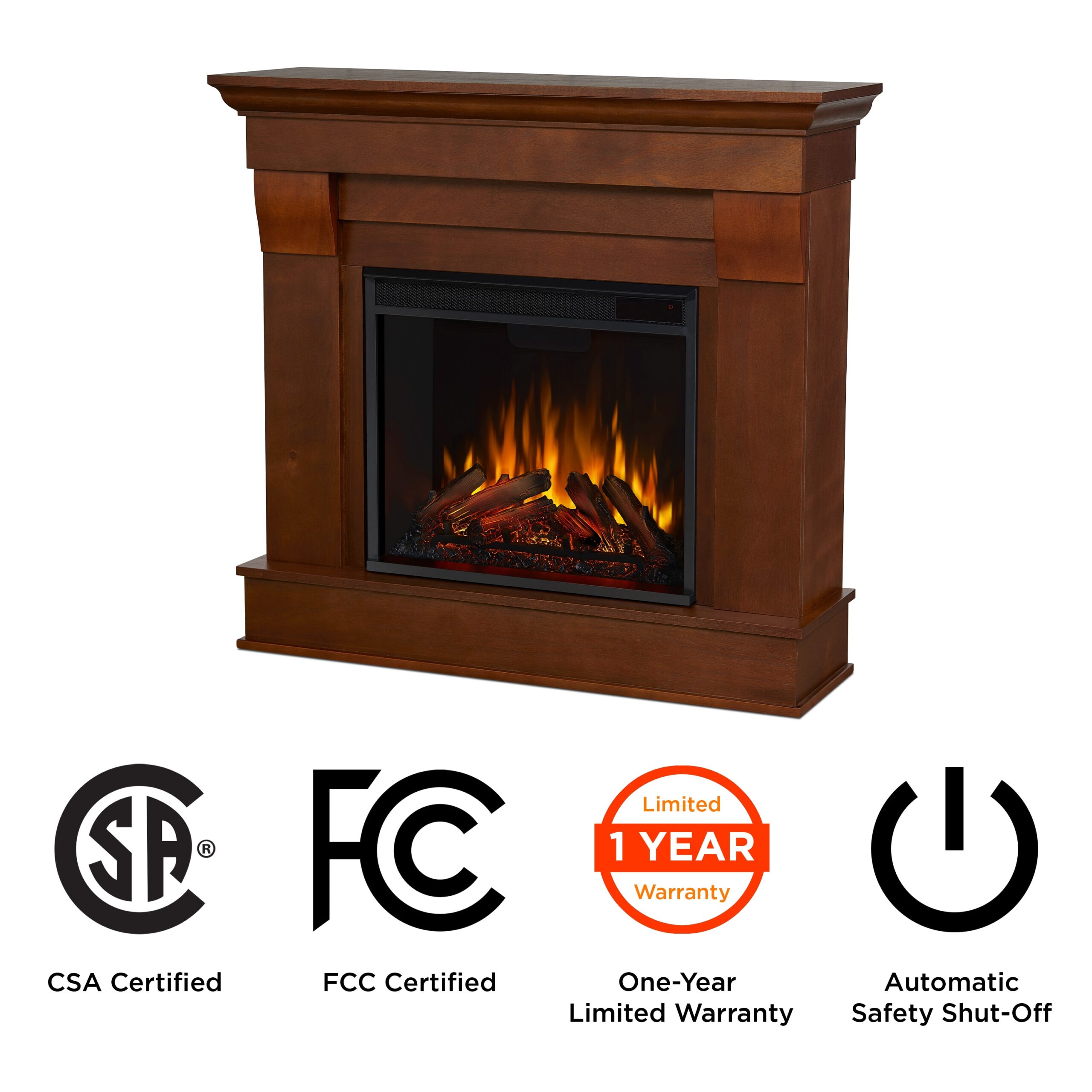 Real Flame 41-in W Espresso Free standing LED Flat Wall Electric Fireplace with Remote Control Included