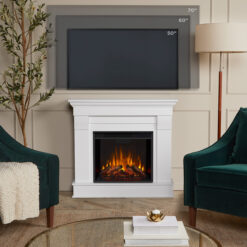 Real Flame 41-in W White Free standing LED Flat Wall Electric Fireplace with Remote Control Included