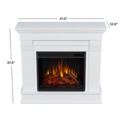Real Flame 41-in W White Free standing LED Flat Wall Electric Fireplace with Remote Control Included