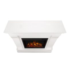 Real Flame 41-in W White Free standing LED Flat Wall Electric Fireplace with Remote Control Included
