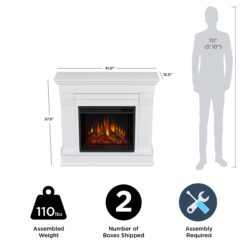 Real Flame 41-in W White Free standing LED Flat Wall Electric Fireplace with Remote Control Included