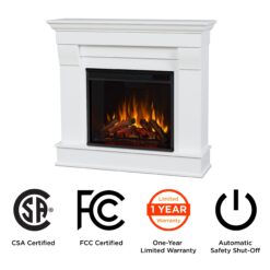 Real Flame 41-in W White Free standing LED Flat Wall Electric Fireplace with Remote Control Included