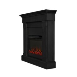 Real Flame 47.5-in W Black Free standing Fan-forced Flat Wall Electric Fireplace with Remote Control Included