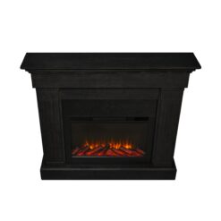 Real Flame 47.5-in W Black Free standing Fan-forced Flat Wall Electric Fireplace with Remote Control Included