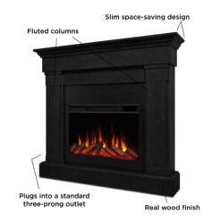 Real Flame 47.5-in W Black Free standing Fan-forced Flat Wall Electric Fireplace with Remote Control Included