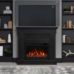 Real Flame 47.5-in W Black Free standing Fan-forced Flat Wall Electric Fireplace with Remote Control Included