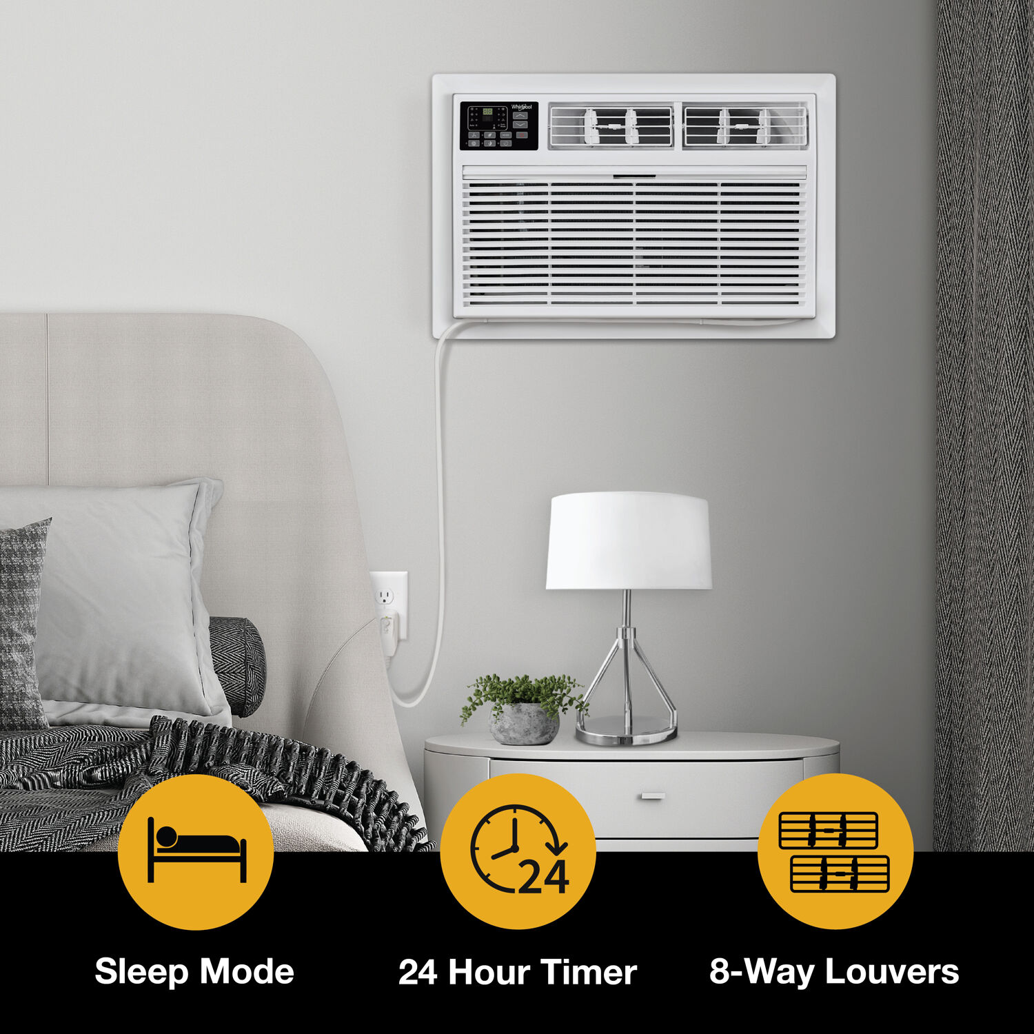 Whirlpool Supplemental Heat Capability 10000-BTU 450-sq ft 230-Volt White Through-the-Wall Air Conditioner with Heater with Remote