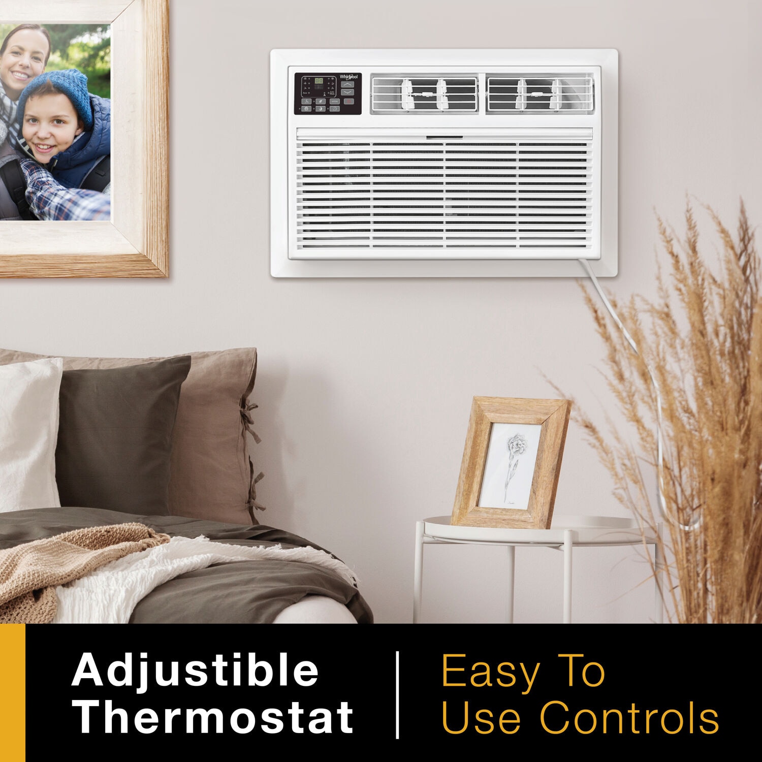 Whirlpool Supplemental Heat Capability 8000-BTU 350-sq ft 115-Volt White Through-the-Wall Air Conditioner with Heater with Remote