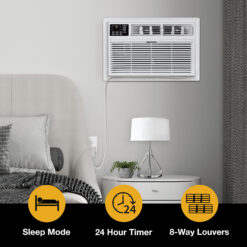 Whirlpool Supplemental Heat Capability 8000-BTU 350-sq ft 115-Volt White Through-the-Wall Air Conditioner with Heater with Remote