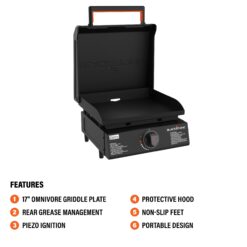 Blackstone 17-in Culinary Omnivore Tabletop Griddle with Hood 267-Sq. in Black Powder Coat Portable Liquid propane Grill