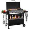Royal Gourmet Tabletop Gas Griddle with Removable Standing Cart and Hood 4 -Burner Liquid propane Flat Top Grill