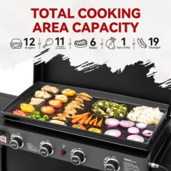 Royal Gourmet Tabletop Gas Griddle with Removable Standing Cart and Hood 4 -Burner Liquid propane Flat Top Grill