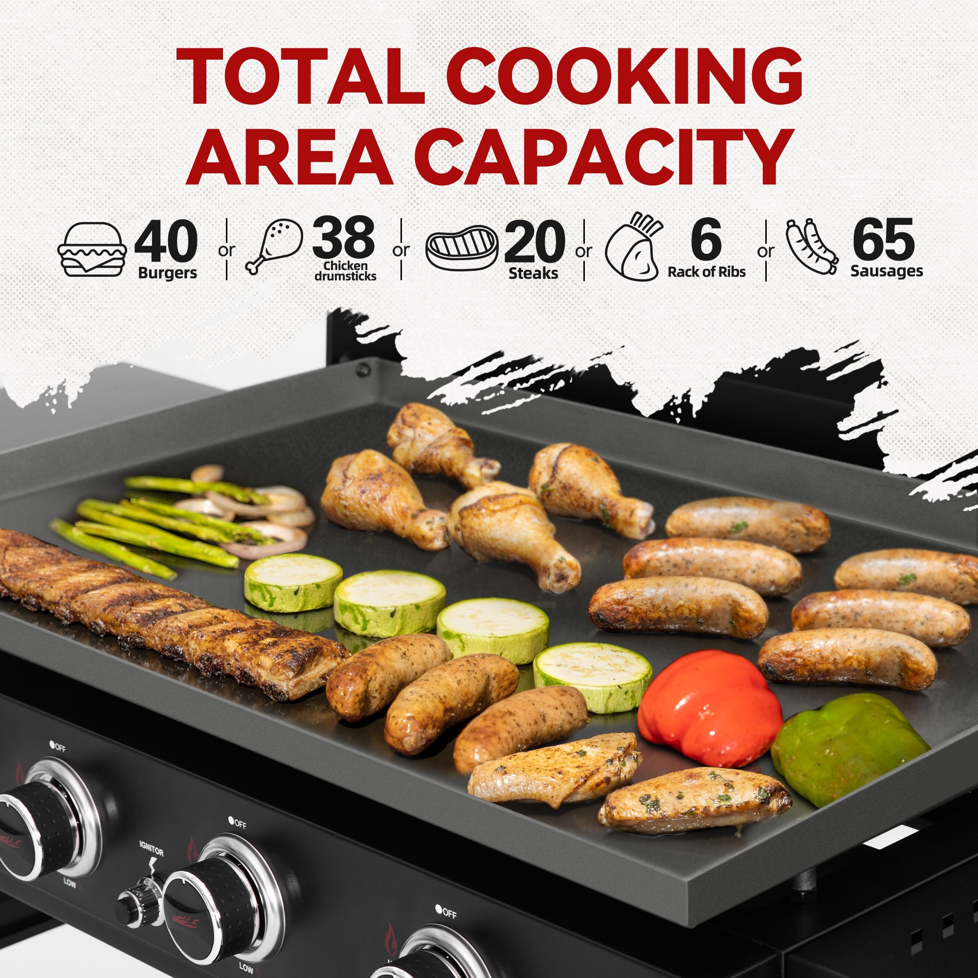 Royal Gourmet 35'' Griddle with Hood 4 -Burner Liquid propane Flat Top Grill