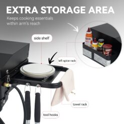 Royal Gourmet 3-Burner Griddle with Collapsible Stand 314-Sq. in Black Portable Liquid propane Grill