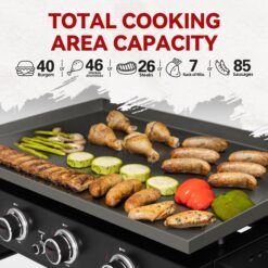Royal Gourmet 35'' Griddle with Folding Side Shelves 4 -Burner Liquid propane Flat Top Grill