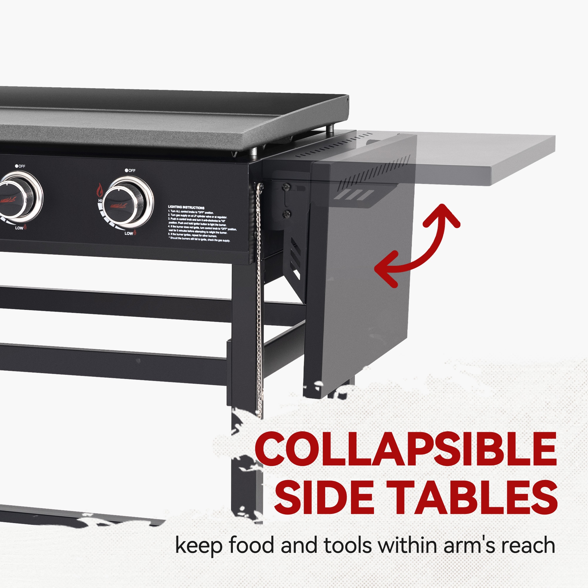 Royal Gourmet 35'' Griddle with Folding Side Shelves 4 -Burner Liquid propane Flat Top Grill