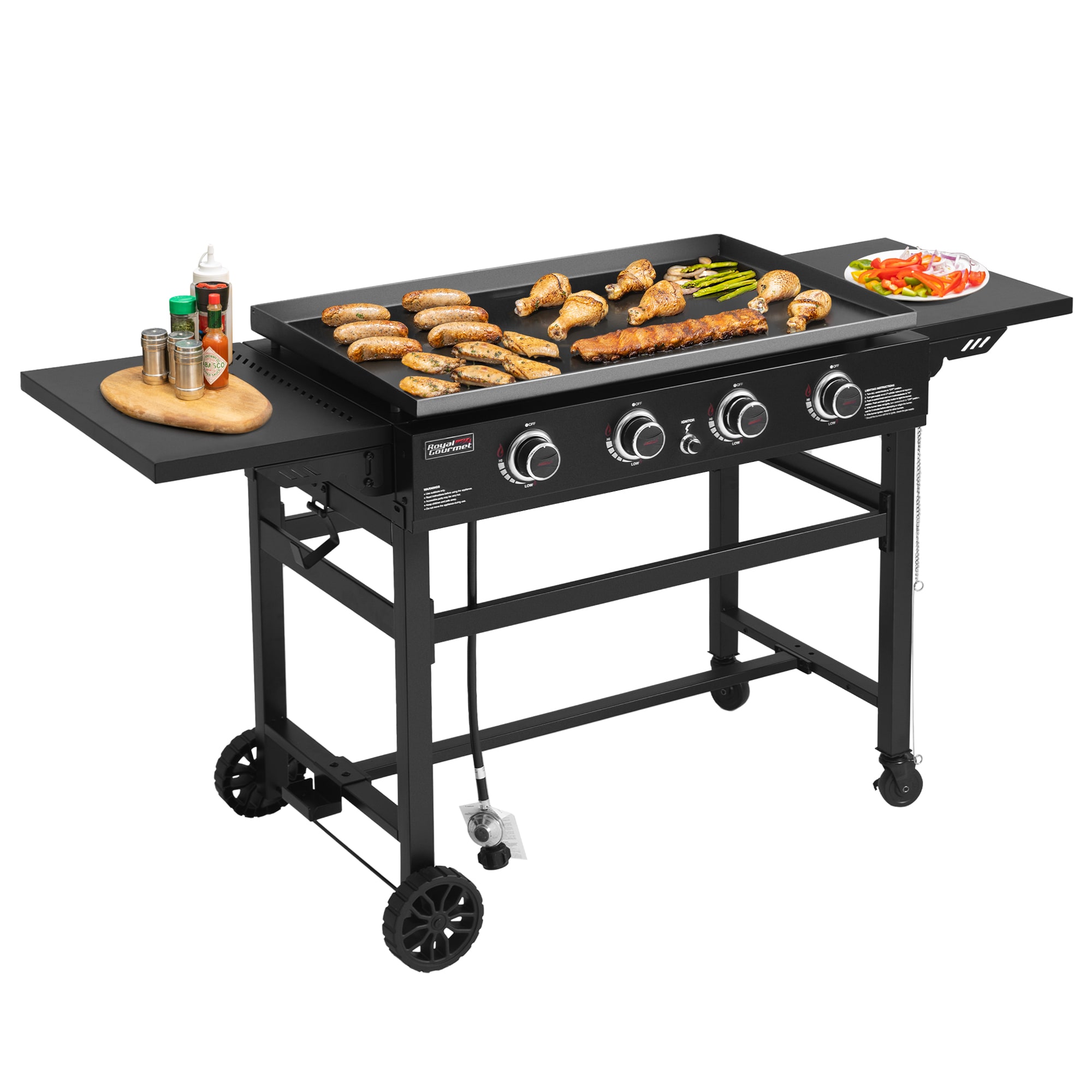 Royal Gourmet 35'' Griddle and Cover Bundle 4 -Burner Liquid propane Flat Top Grill