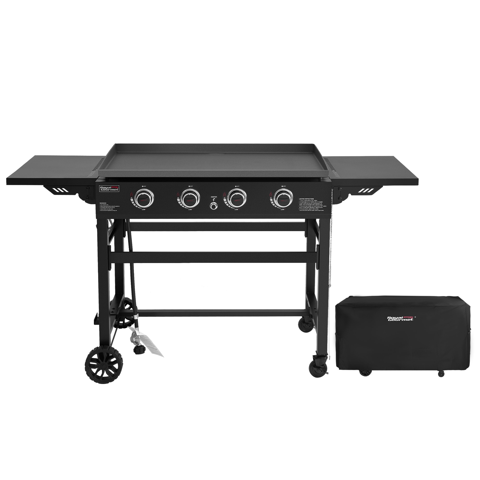 Royal Gourmet 35'' Griddle and Cover Bundle 4 -Burner Liquid propane Flat Top Grill