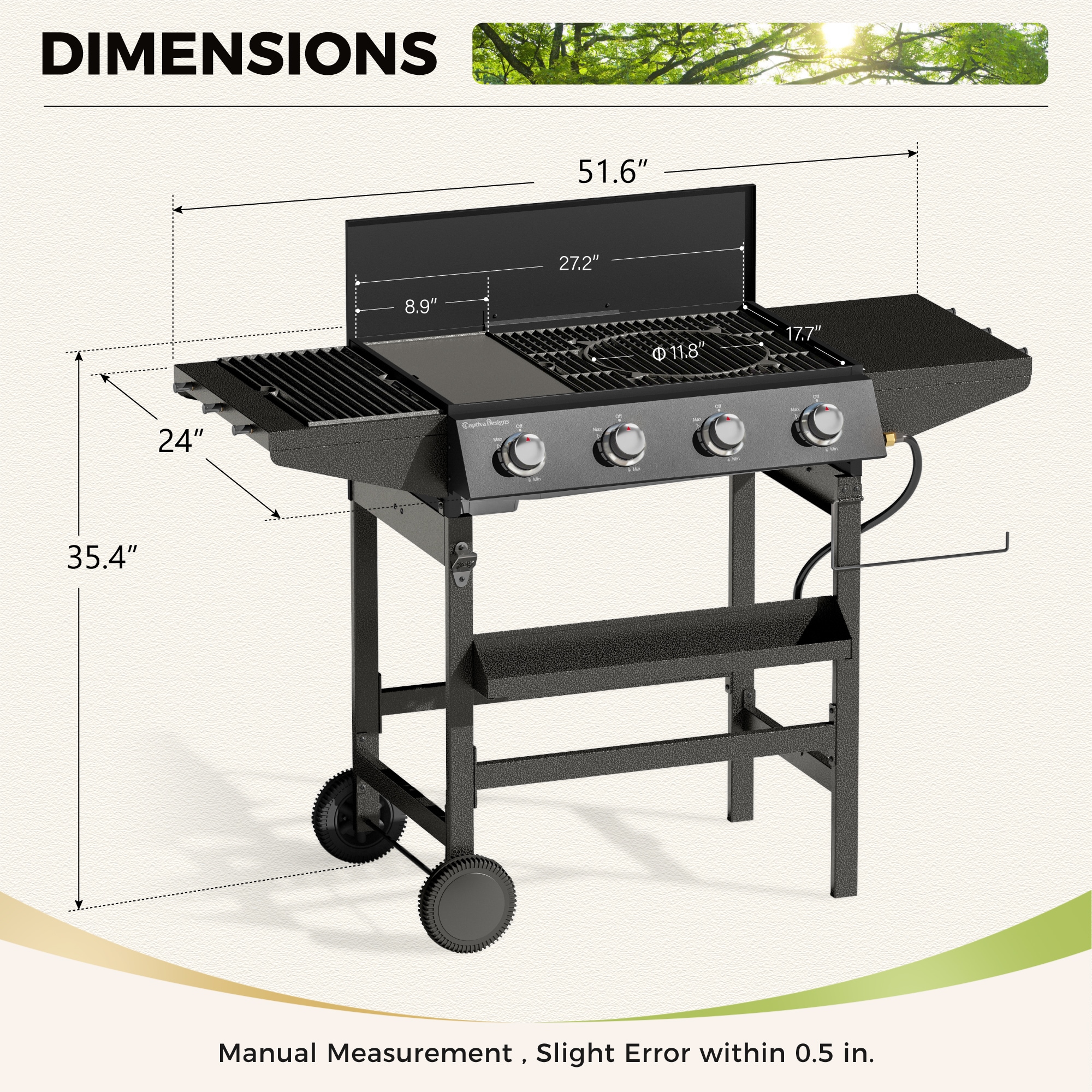 Sunshine Valley Grill and Griddle Combo 4 -Burner Liquid propane Flat Top Grill