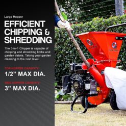 GreatCircleUSA Manual 7 -HP Gas Wood Chipper, 3-in Maximum Branch Diameter 2-Bushel Bag Included