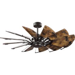Progress Lighting Springer 52-in Architectural Bronze with Distressed Walnut Blades Ceiling Fan Light Kit Compatible and Remote Control Included 12 -Blade