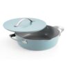 Tramontina Fiora 4.25-Quart Multipurpose Ceramic Non Stick Cooking Pan with Lid, Frost Blue