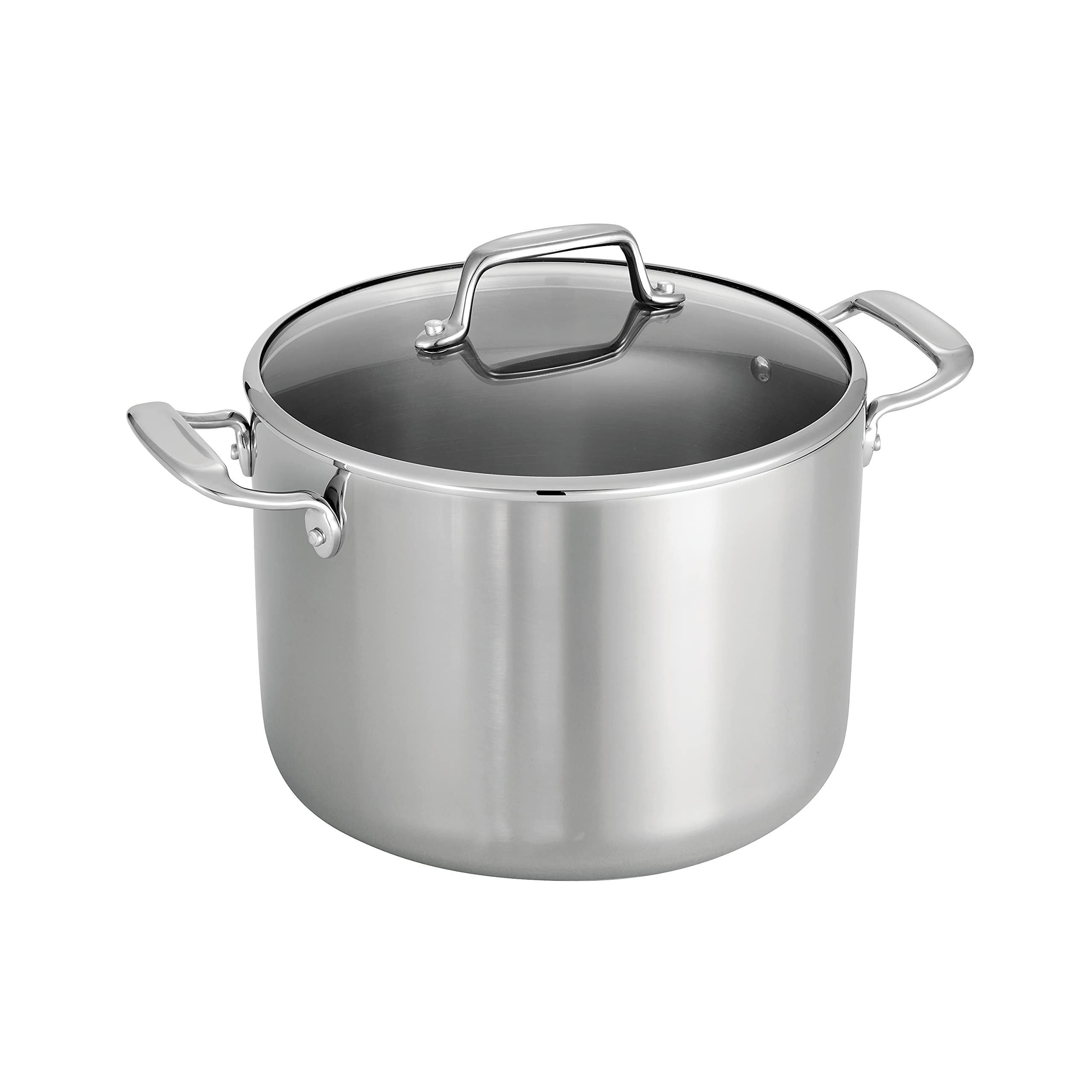Tramontina Tri-Ply Clad Stainless Steel 8-Quart Stock Pot with Glass Lid, Induction-Ready Pasta Pot, Dishwasher-Safe, NSF-Certified